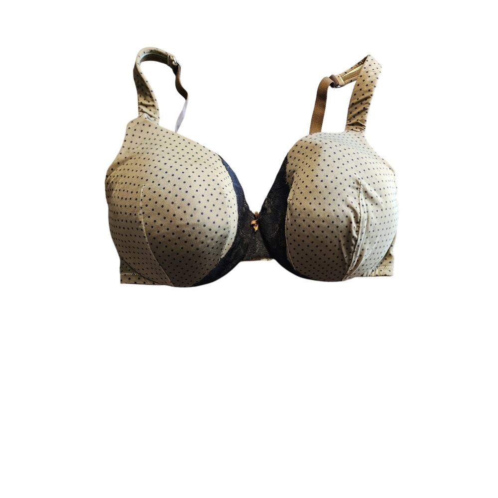 Lane Bryant Cacique Green Black Polka Dot Padded Bra Plus Size 38DD